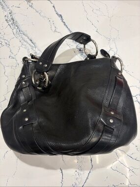 FRYE Black Leather Shoulder Bag with Silver Hardware